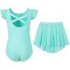 imageDIPUG Ballet Leotards for Girls Toddler Dance Leotard with Removable Skirt ComboGreendouble Sleeve