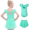 imageDIPUG Ballet Leotards for Girls Toddler Dance Leotard with Removable Skirt ComboGreendouble Sleeve