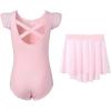 imageDIPUG Ballet Leotards for Girls Toddler Dance Leotard with Removable Skirt ComboPinkdouble Sleeve