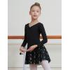 imageDIPUG Ballet Leotards for Girls with Skirt Shiny Toddler Dance Leotard Butterfly Long SleeveBlack
