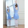 imageDIPUG Ballet Leotards for Girls with Skirt Shiny Toddler Dance Leotard Butterfly Long SleeveBlue