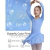imageDIPUG Ballet Leotards for Girls with Skirt Shiny Toddler Dance Leotard Butterfly Long SleeveBlue
