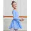imageDIPUG Ballet Leotards for Girls with Skirt Shiny Toddler Dance Leotard Butterfly Long SleeveBlue