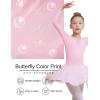 imageDIPUG Ballet Leotards for Girls with Skirt Shiny Toddler Dance Leotard Butterfly Long SleevePink