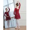 imageDIPUG Ballet Leotards for Girls with Skirt Shiny Toddler Dance Leotard Butterfly Long SleeveRed