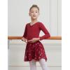imageDIPUG Ballet Leotards for Girls with Skirt Shiny Toddler Dance Leotard Butterfly Long SleeveRed