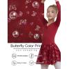 imageDIPUG Ballet Leotards for Girls with Skirt Shiny Toddler Dance Leotard Butterfly Long SleeveRed