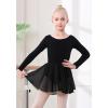 imageDIPUG Girls Ballet Leotards with Removable Skirt Toddler Hollow Back Dance Dress ComboBlacklong Sleeve