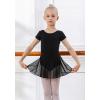 imageDIPUG Girls Ballet Leotards with Removable Skirt Toddler Hollow Back Dance Dress ComboBlackshort Sleeve