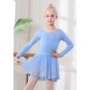 imageDIPUG Girls Ballet Leotards with Removable Skirt Toddler Hollow Back Dance Dress ComboBluelong Sleeve
