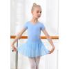 imageDIPUG Girls Ballet Leotards with Removable Skirt Toddler Hollow Back Dance Dress ComboBlueshort Sleeve