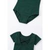 imageDIPUG Girls Ballet Leotards with Removable Skirt Toddler Hollow Back Dance Dress ComboDark Greenshort Sleeve