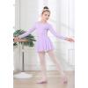 imageDIPUG Girls Ballet Leotards with Removable Skirt Toddler Hollow Back Dance Dress ComboLilaclong Sleeve