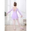 imageDIPUG Girls Ballet Leotards with Removable Skirt Toddler Hollow Back Dance Dress ComboLilaclong Sleeve