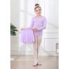 imageDIPUG Girls Ballet Leotards with Removable Skirt Toddler Hollow Back Dance Dress ComboLilaclong Sleeve
