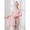imageDIPUG Girls Ballet Leotards with Removable Skirt Toddler Hollow Back Dance Dress ComboPinklong Sleeve
