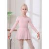 imageDIPUG Girls Ballet Leotards with Removable Skirt Toddler Hollow Back Dance Dress ComboPinklong Sleeve