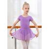 imageDIPUG Girls Ballet Leotards with Removable Skirt Toddler Hollow Back Dance Dress ComboPurpleshort Sleeve