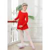 imageDIPUG Girls Ballet Leotards with Removable Skirt Toddler Hollow Back Dance Dress ComboRedlong Sleeve