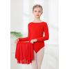 imageDIPUG Girls Ballet Leotards with Removable Skirt Toddler Hollow Back Dance Dress ComboRedlong Sleeve