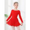 imageDIPUG Girls Ballet Leotards with Removable Skirt Toddler Hollow Back Dance Dress ComboRedlong Sleeve