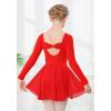 imageDIPUG Girls Ballet Leotards with Removable Skirt Toddler Hollow Back Dance Dress ComboRedlong Sleeve