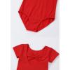 imageDIPUG Girls Ballet Leotards with Removable Skirt Toddler Hollow Back Dance Dress ComboRedshort Sleeve