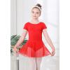 imageDIPUG Girls Ballet Leotards with Removable Skirt Toddler Hollow Back Dance Dress ComboRedshort Sleeve