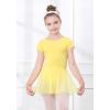 imageDIPUG Girls Ballet Leotards with Removable Skirt Toddler Hollow Back Dance Dress ComboYellowshort Sleeve