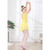 imageDIPUG Girls Ballet Leotards with Removable Skirt Toddler Hollow Back Dance Dress ComboYellowshort Sleeve