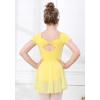 imageDIPUG Girls Ballet Leotards with Removable Skirt Toddler Hollow Back Dance Dress ComboYellowshort Sleeve