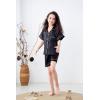 imageDIPUG Girls Pajamas Satin Pajama Set Silk Pjs Short Sleeve SleepwearBlack