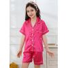 imageDIPUG Girls Pajamas Satin Pajama Set Silk Pjs Short Sleeve SleepwearHot Pink