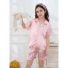 imageDIPUG Girls Pajamas Satin Pajama Set Silk Pjs Short Sleeve SleepwearPink