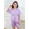 imageDIPUG Girls Pajamas Satin Pajama Set Silk Pjs Short Sleeve SleepwearPurple