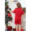 imageDIPUG Girls Pajamas Satin Pajama Set Silk Pjs Short Sleeve SleepwearRed