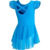 imageDIPUG Ballet Leotards for Girls Ballet Leotard with Skirt Toddler Dance Leotards Flutter Sleeve and CrissCross BackTurquoise