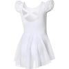imageDIPUG Ballet Leotards for Girls Ballet Leotard with Skirt Toddler Dance Leotards Flutter Sleeve and CrissCross BackWhite