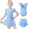 imageDIPUG Ballet Leotards for Girls Toddler Dance Leotard with Removable Skirt ComboBluedouble Sleeve