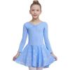 imageDIPUG Ballet Leotards for Girls with Skirt Shiny Toddler Dance Leotard Butterfly Long SleeveBlue