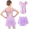 imageDIPUG Girls Ballet Leotards with Removable Skirt Toddler Hollow Back Dance Dress ComboPurple Mermaid 2