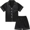 imageDIPUG Girls Pajamas Satin Pajama Set Silk Pjs Short Sleeve SleepwearBlack