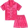 imageDIPUG Girls Pajamas Satin Pajama Set Silk Pjs Short Sleeve SleepwearHot Pink