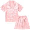 imageDIPUG Girls Pajamas Satin Pajama Set Silk Pjs Short Sleeve SleepwearPink