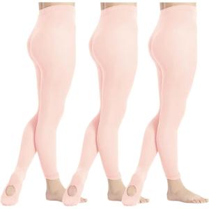 imageDIPUG 123 Pairs Girls Convertible Ballet TightsSoft Transition Dance TightToddlerKidsBallet Pink More Peach  3 Pack