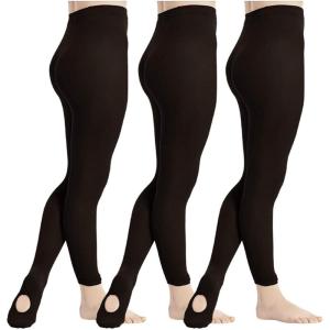 imageDIPUG 123 Pairs Girls Convertible Ballet TightsSoft Transition Dance TightToddlerKidsBlack  3 Pack