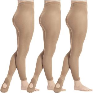 imageDIPUG 123 Pairs Girls Convertible Ballet TightsSoft Transition Dance TightToddlerKidsSuntan  3 Pack