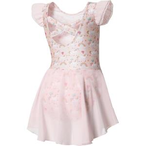 imageDIPUG Ballet Leotards for Girls Ballet Leotard with Skirt Toddler Dance Leotards Flutter Sleeve and CrissCross BackBallet Pinkprints