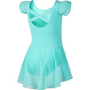 imageDIPUG Ballet Leotards for Girls Ballet Leotard with Skirt Toddler Dance Leotards Flutter Sleeve and CrissCross BackGreen