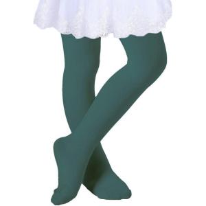 imageDIPUG Ballet Tights for Girls  Thick Soft Footed Dance Tights for Toddlers and KidsGreen 1 Pack